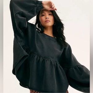 Free People Lucy Peplum pullover sweater women’s medium oversized